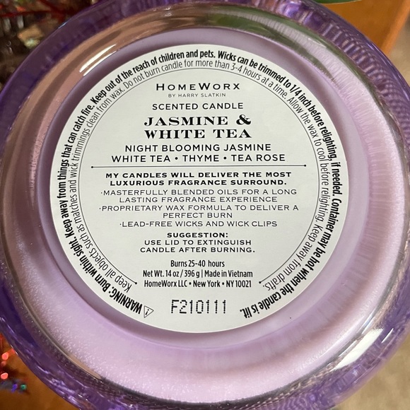 HARRY SLATKIN HOMEWORX 3-WICK CANDLE. “JASMINE & WHITE TEA”. NEW & UNUSED. - Picture 4 of 4